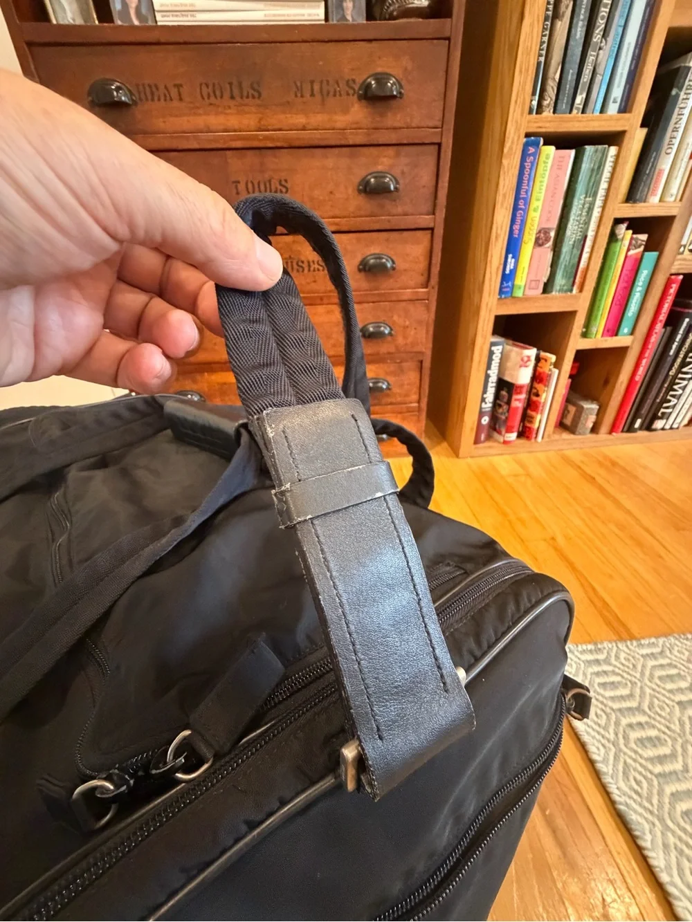 Prada Black Nylon Duffel Bag with Logo Plaque
